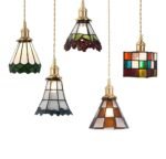 Pendant Lights Retro Geometrisk Hängande Lampa i Kopparglas