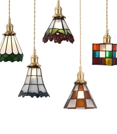 Pendant Lights Retro Geometrisk Hängande Lampa i Kopparglas