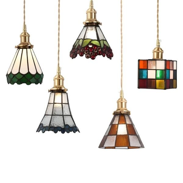Pendant Lights Retro Geometrisk Hängande Lampa i Kopparglas